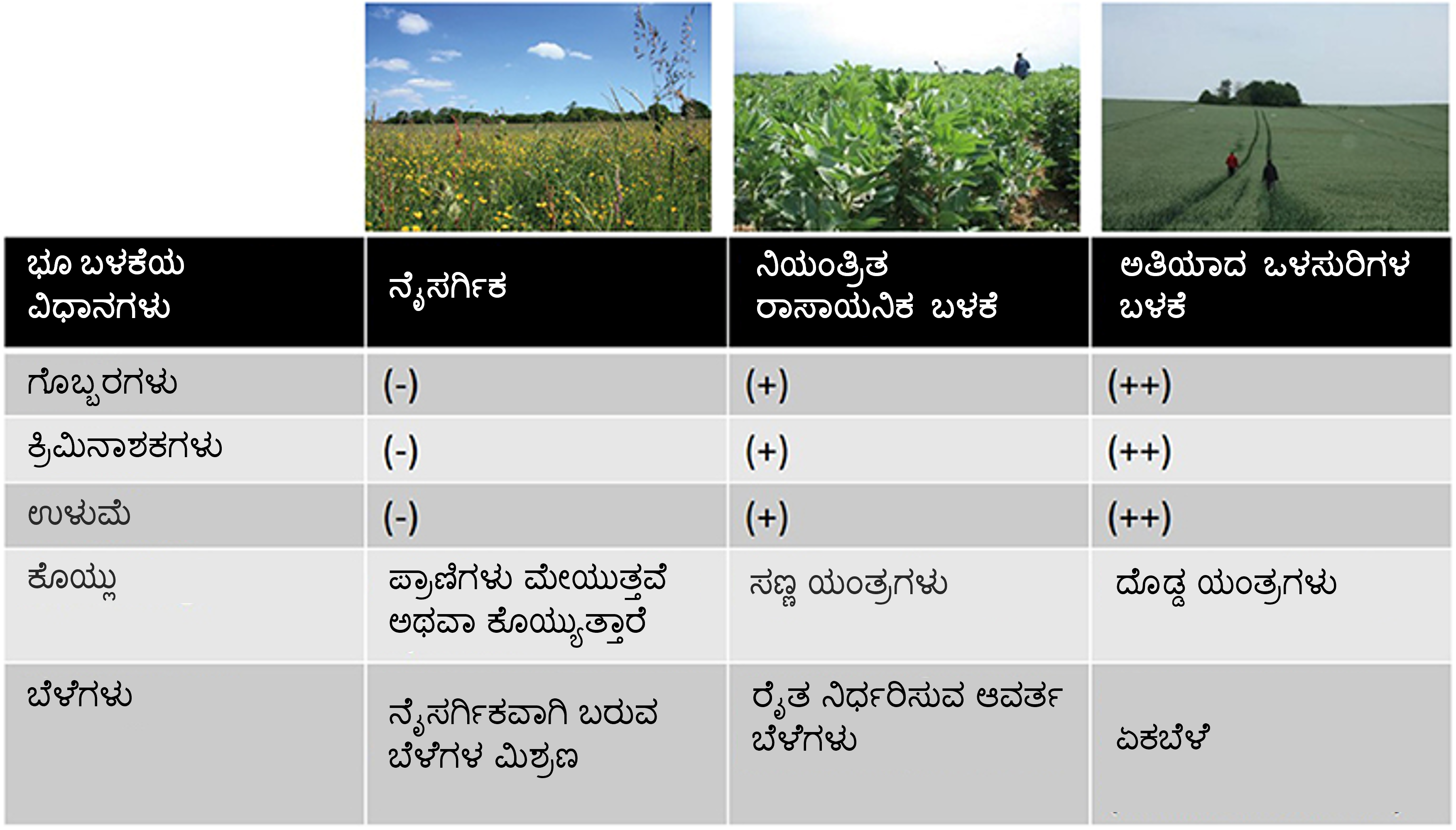 ಚಿತ್ರ 2 : ನೈಸರ್ಗಿಕ ಭೂಮಿಯನ್ನು ಮನುಷ್ಯರು ಬಳಸುವ ಮೂರು ವಿಧಾನಗಳು ುಳುಮೆ ಮಾಡದ ನೈಸರ್ಗಿಕ ಬೆಳೆ ಪದ್ಧತಿಯಲ್ಲಿ ?